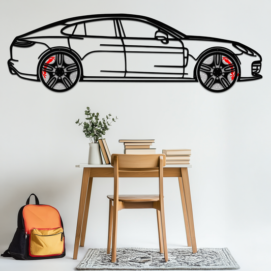 Porsche Taycan Turbo Cross Metal Wall Art – Electric Performance Silhouette with Rotating Wheels-KAFMEKA067