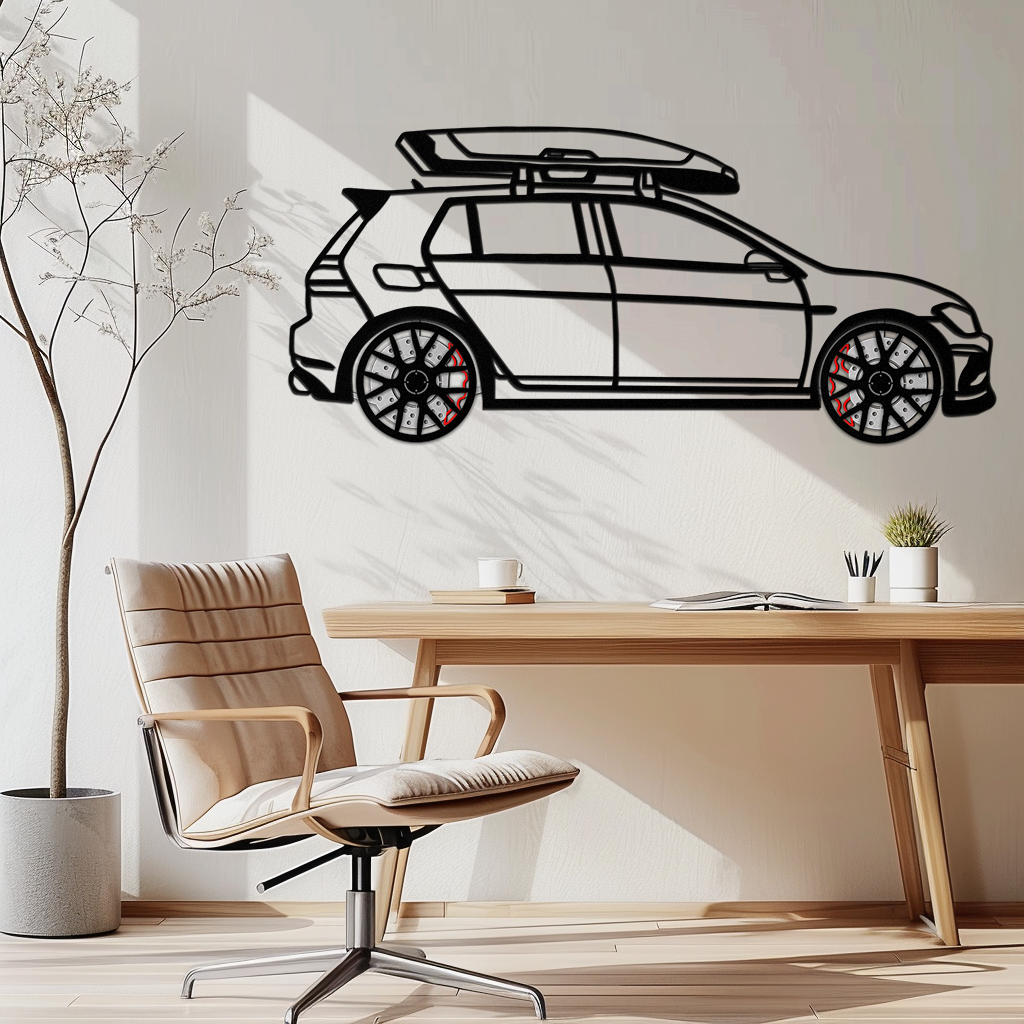 Volkswagen Golf R Spectrum Metal Wall Art – Rotating Wheels Car Silhouette Wall Decor, Unique Gift for Car Lovers-KAFMEKA090