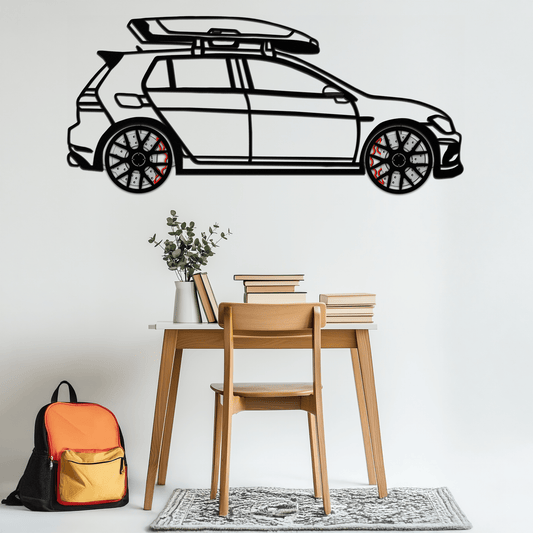 Volkswagen Golf R Spectrum Metal Wall Art – Rotating Wheels Car Silhouette Wall Decor, Unique Gift for Car Lovers-KAFMEKA090 - AudiGear.com - Metal Car Wall Art