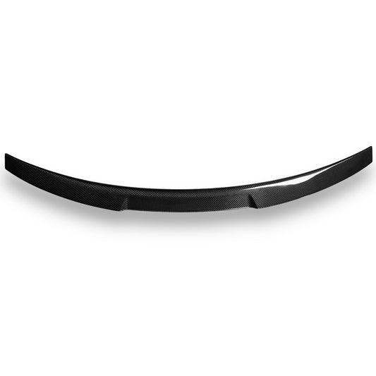 Carbon fiber BMW G82 M4 and G22 V Style trunk spoiler by Palenon Performance, shown installed on the vehicle's rear.