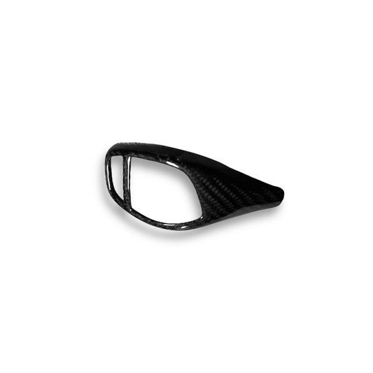 BMW F Series carbon fiber shift knob cover by Palenon Performance, showcasing sleek black carbon fiber material and precise fit.