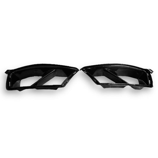 Carbon fiber front bumper vents for BMW G80 M3, G82 M4, and G83 M4 by Palenon Performance, shown installed on the vehicle.
