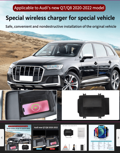 Bayern Automotive Wireless Car Phone Chargers 15W Fast Charging with Magnetic Cradles - AudiGear.com - Wireless Charging Console