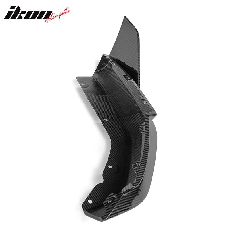 BMW G80 M3 MP Style gloss black rear bumper lip diffuser by K2 Industries, featuring dry carbon fiber finish on a sleek car.