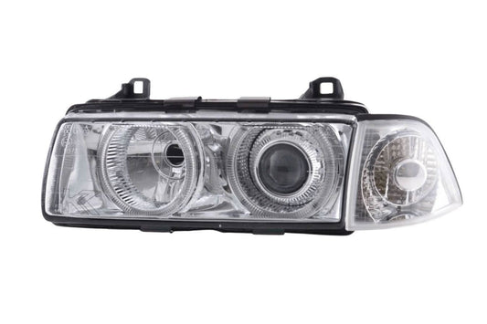 BMW 3-series E36 coupe and convertible chrome xenon angel eyes headlights by K2 Industries, 1992-1998.