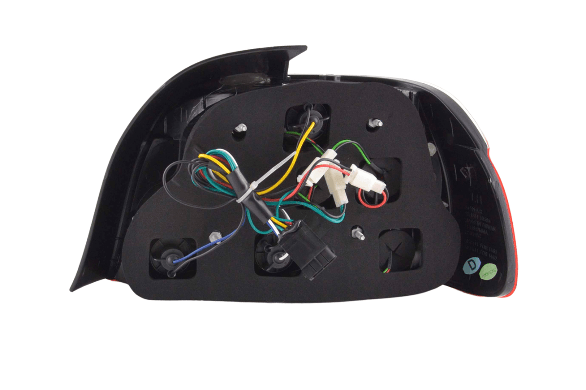 Red LED tail light set for BMW 5-series E39 sedan by K2 Industries, includes driver and passenger side taillights for 1995-2000.