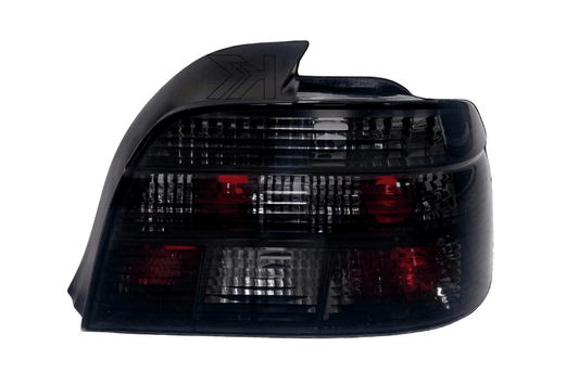 BMW 5 Series E39 smoked tail lights by K2 Industries, showing dark tinted lens design for 1995-2000 models.