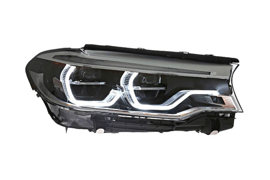 BMW 5 Series G30/G38 headlights upgrade by K2 Industries, OE style headlights for 2018-2020 models, showing front view.