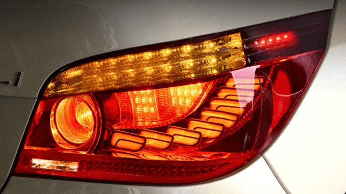 BMW E60 5 Series GTS Style LED tail lights by K2 Industries, showcasing sleek red and clear lens design for 2004-2010 models.