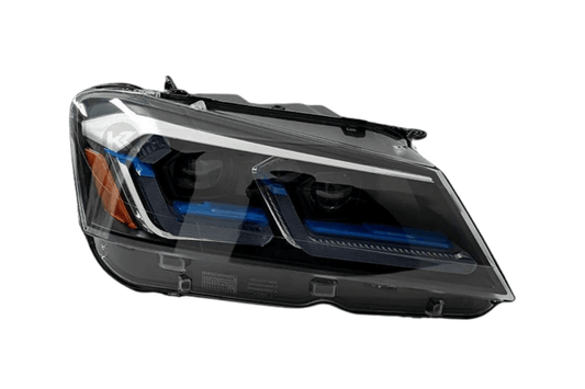 BMW F25 X3 modern style LED headlights by K2 Industries, showing sleek design and bright LED illumination for 2010-2013 models.