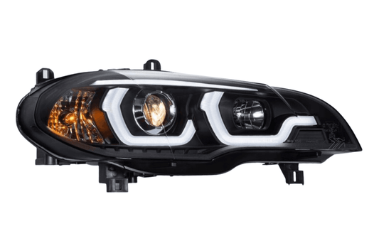 BMW X5 E70 headlights by K2 Industries, 3D design headlamps for 2007-2013 model with modern styling and clear lens.