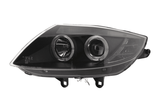 Black headlight set for BMW Z4 E85 E86 Type Z4 from K2 Industries, compatible with 2003-2008 models, front view of headlights.