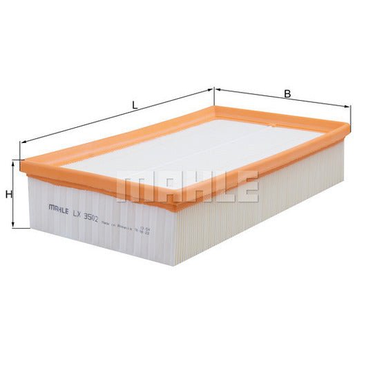 WorldPac LX3502 MAHLE engine air filter for Audi VW 2.0L 2019-2026, OE# 5Q0129620D, shown in the image.