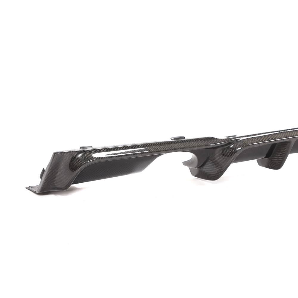 Carbon fiber F30 rear diffuser with integrated brake light for BMW F30 F31 models, 2013-2018, by K2 Industries.