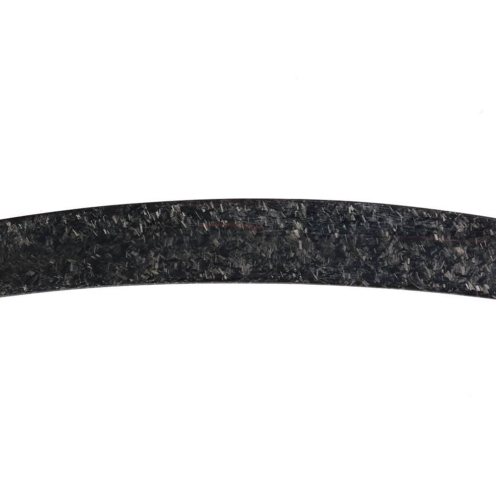 Forged carbon fiber P-style rear trunk spoiler for BMW F30 F80 M3 sedan, showcasing sleek, aerodynamic design by K2 Industries.