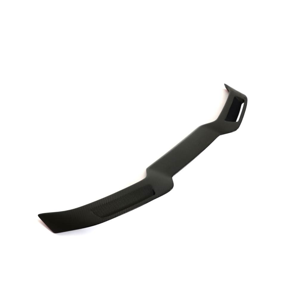Carbon fiber V2 style trunk spoiler on a BMW G22 430i and G82/G83 M4, showing sleek, aerodynamic design from K2 Industries.