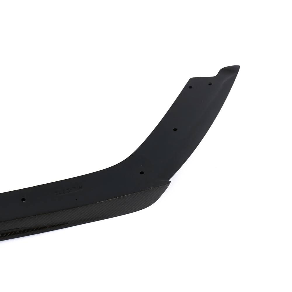 Gloss carbon fiber front splitter for BMW F80 M3 and F82 F83 M4, featuring aerodynamic design and performance style.