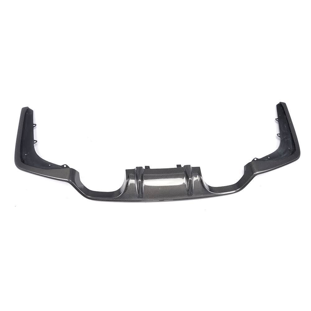 Performance carbon fiber rear diffuser for BMW F80 M3 and F82 F83 M4 with quad exhaust, designed for aerodynamic enhancement.