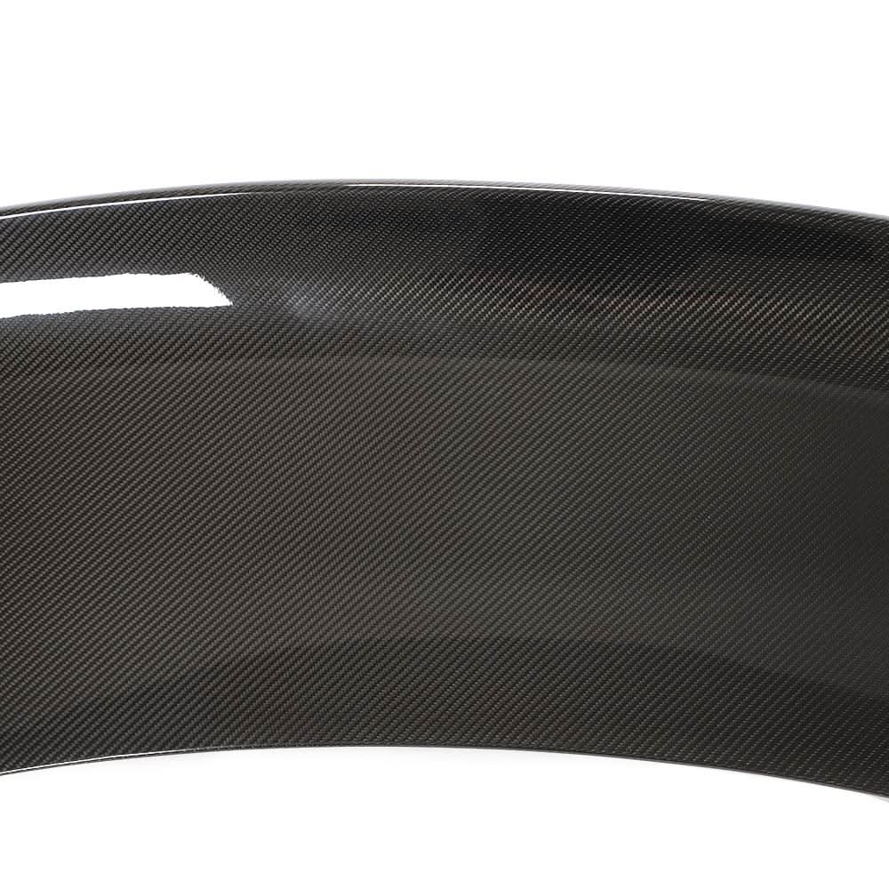 K2 Industries carbon fiber trunk lid with high ducktail for BMW F32 4-Series and F82 M4 coupe, 2014-2020, showcasing sleek aerodynamic design.