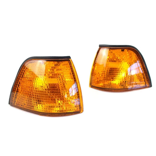 BMW E36 sedan/compact amber corner lights by K2 Industries, showing the clear lens and amber reflector detail.
