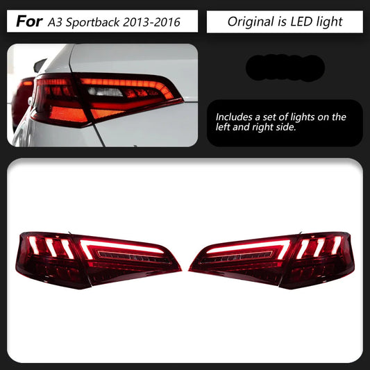 Upgrade Dynamic Animation LED Taillights fit Audi A3 2013-2019 Hatchback Signal Rear Stop Brake Reverse