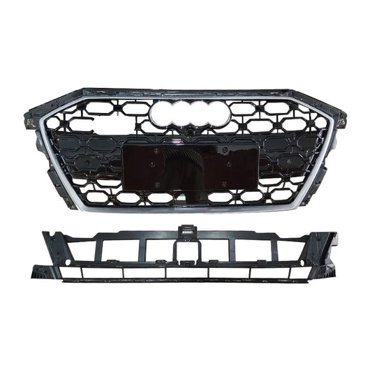 RS3 Style Honeycomb Grille fits A3 S3 2020-2024 Gloss Black and Chrome