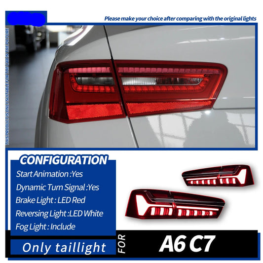 Upgrade Dynamic LED Animation Taillight fits Audi A6 S6 C7 2012-2015 Dynamic Animation Signal Rear Stop Brake Reverse
