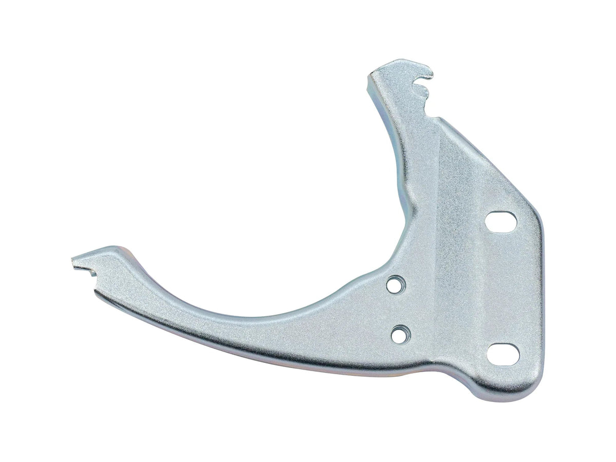 GoWesty Syncro muffler saddle for exhaust system, shown in black with mounting hardware on a vehicle exhaust pipe.