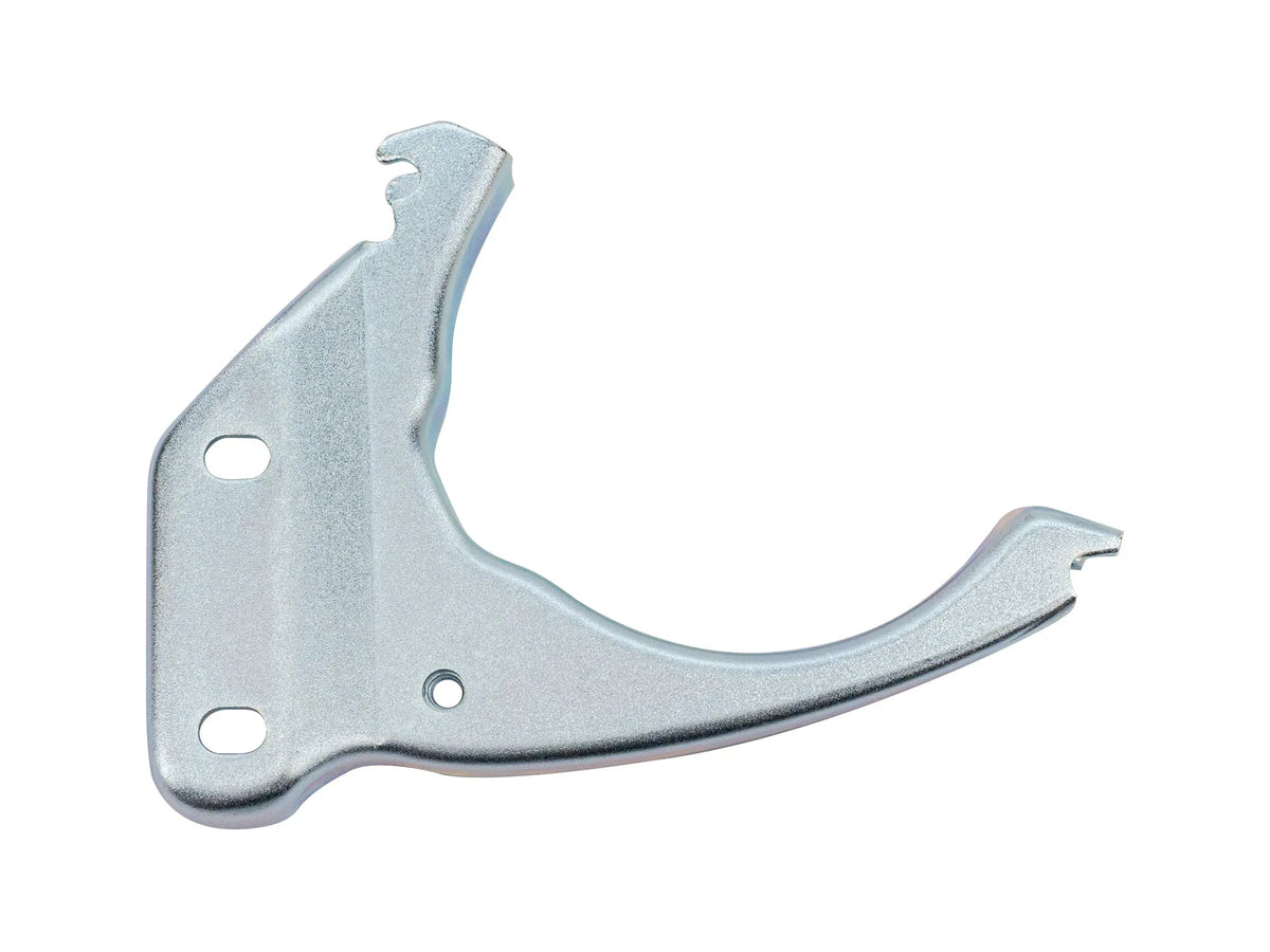 GoWesty Syncro muffler saddle for exhaust system, shown in black with mounting hardware attached.
