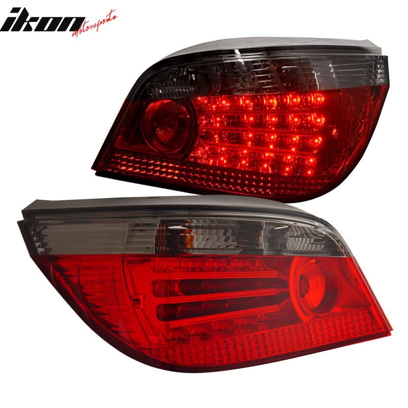 BMW E60 LED tail lights in red smoke by K2 Industries, featuring sleek design with red smoked lenses for 2004-2007 BMW E60.