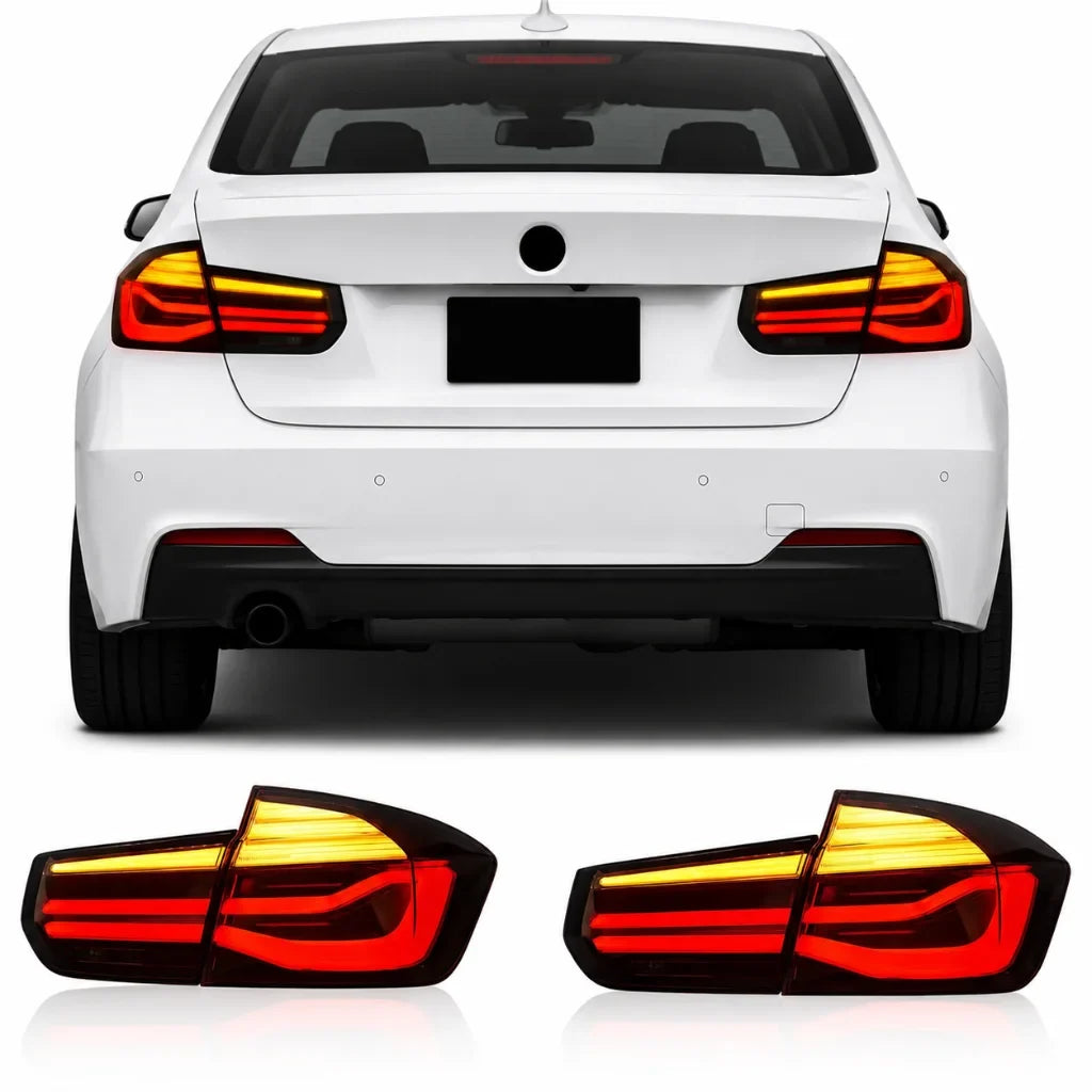 Vekto LED tail lights for BMW 3 Series F30/F35 rear lamp assembly, 2013-2016, showing the red and clear lens design.