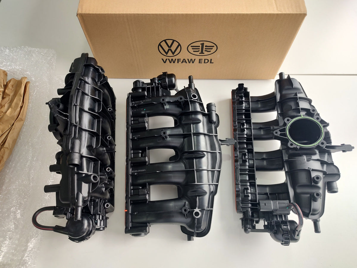 Bayern Automotive DAS MOTOR HAUS EA888 engine recondition complete components add-on kit with various engine parts laid out.