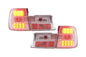 BMW 5-series E34 chrome clear LED taillights set by K2 Industries, showing sleek tail light design for 1988-1994 models.