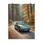 1973 Porsche 911 Wall Art Forest Green Autumn Pine Forest Dirt Road Poster Classic German Sports Car Oil Painting Fine Art Print for Home Office Decor