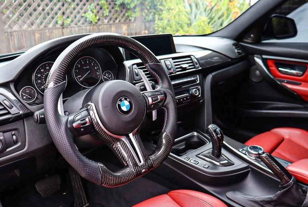 BMW F20 F22 F30 F32 F10 GT F07 F01 X3 F25 X4 F26 carbon fiber interior gear shift knob and panel cover trim by K2 Industries
