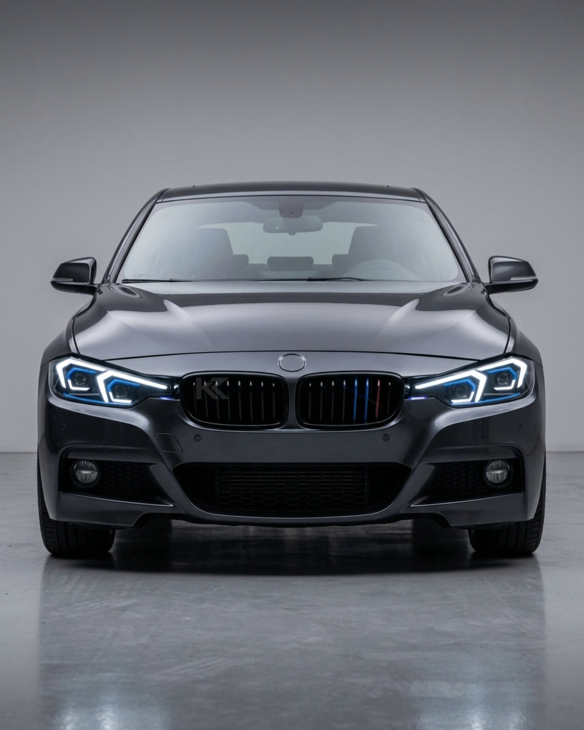 BMW 3-Series F30 F35 LED headlights by K2 Industries, LAZER V2 model, featuring modern design and bright illumination.