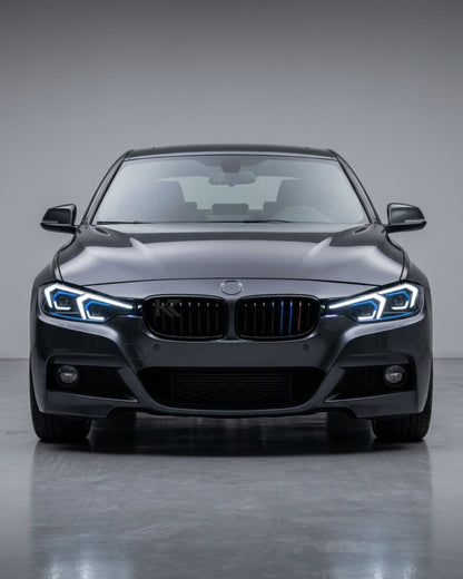 BMW 3-Series F30 F35 LED headlights by K2 Industries, LAZER V2 model, featuring modern design and bright illumination.