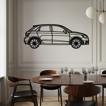 Audi A1 Metal Car Wall Art with Rotating Wheels - Handmade Car Silhouette Decor - Automotive Wall Art for Petrolheads-KAFMEKA094