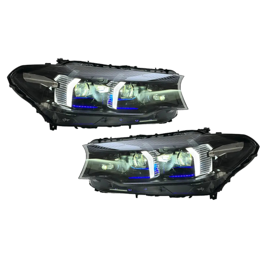 BMW 5 Series G30 G38 M5 style Laser LED headlights by K2 Industries, showing sleek LED headlight design with modern daytime running lights.