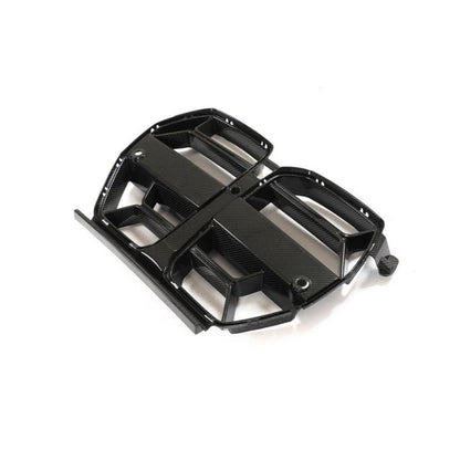Carbon fiber kidney grille for BMW G80 M3 and G82/G83 M4 by Palenon Performance, featuring sleek design and high-quality material.
