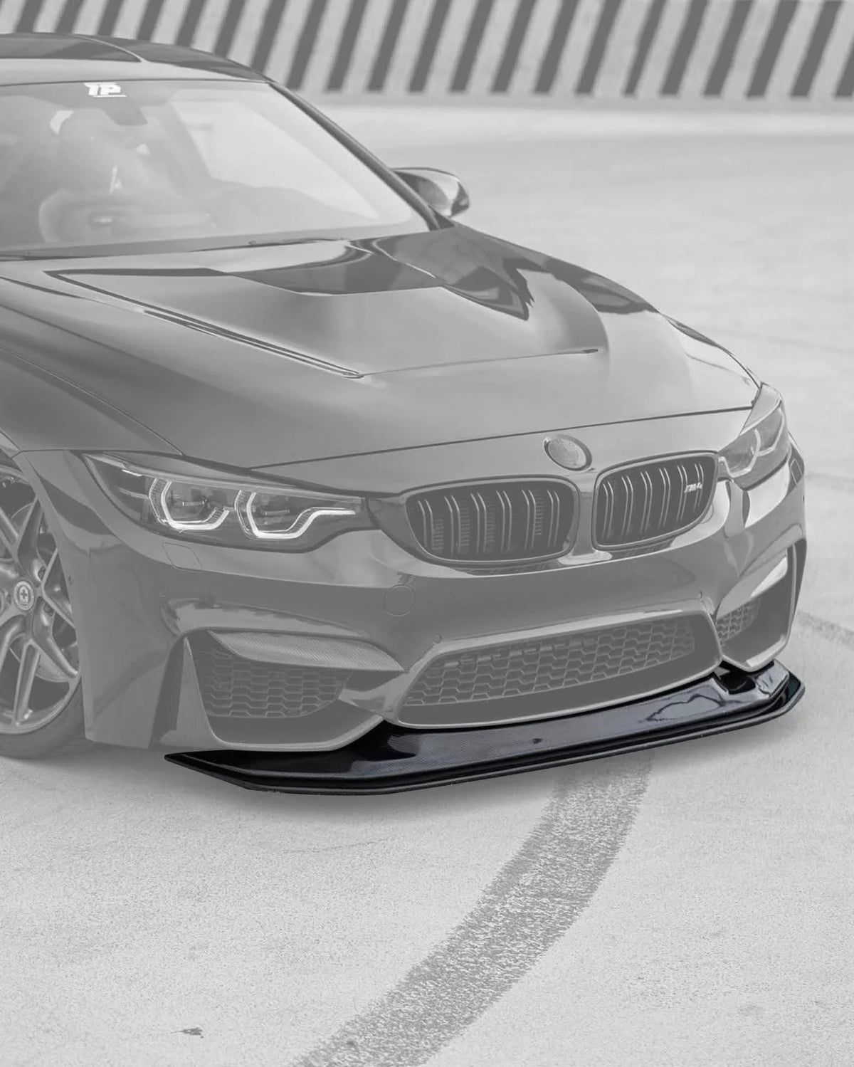 BMW 3 Series F80 M3 F82 F83 M4 GTS style carbon fiber front lip by K2 Industries, showcasing the sleek aerodynamic design.