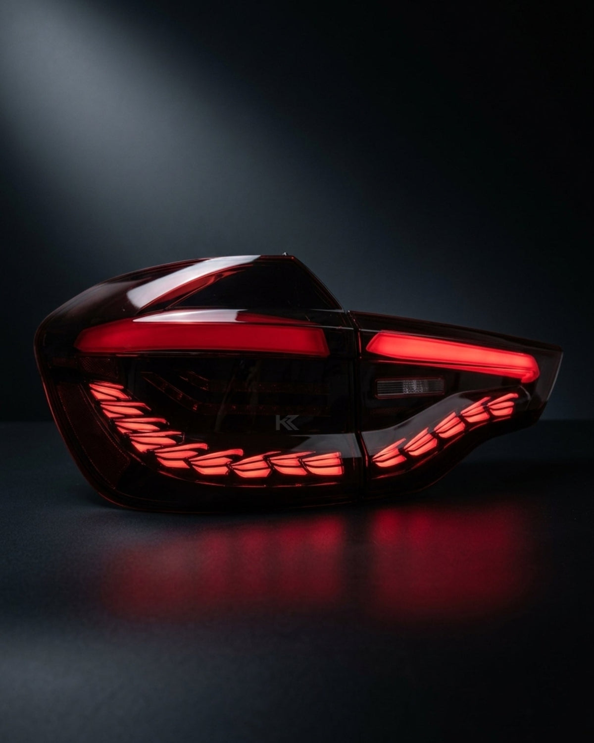 BMW X3 G01 iX3 G08 LED GTS Dragon Scale Style Tail Lights by K2 Industries in red or black for 2019-2022 models.