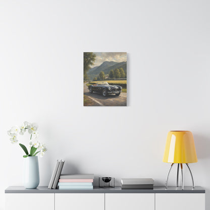 Vintage 1957 BMW 507 Roadster Canvas Wall Art | Countryside Mountain Road Canvas Print | Impressionist Classic European Sports Car Art for Living Room & Office