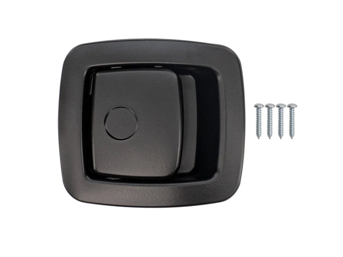 GoWesty rear bench seat latch for Eurovan Winnebago, showing the metal latch mechanism on a white background.