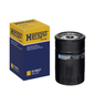 Hengst oil filter H14W27 for Audi, VW, Porsche engine, showing the clean, new filter with brand markings.