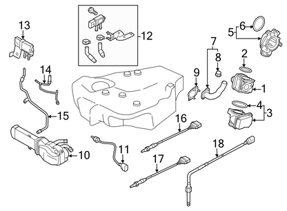 Bayern Automotive oxygen sensor for Porsche, Audi, VW 2005-2016, installed in vehicle exhaust system for emissions control.