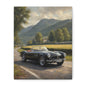 Vintage 1957 BMW 507 Roadster Canvas Wall Art | Countryside Mountain Road Canvas Print | Impressionist Classic European Sports Car Art for Living Room & Office