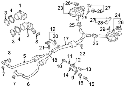 Bayern Automotive catalytic converter for Audi RS5 EA839 2.9L, left side, 2018–2025