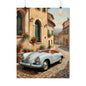 Vintage 1956 Porsche 356 Speedster Poster | Italian Village Street Wall Art | Impressionist European Classic Sports Car Fine Art Paper Print