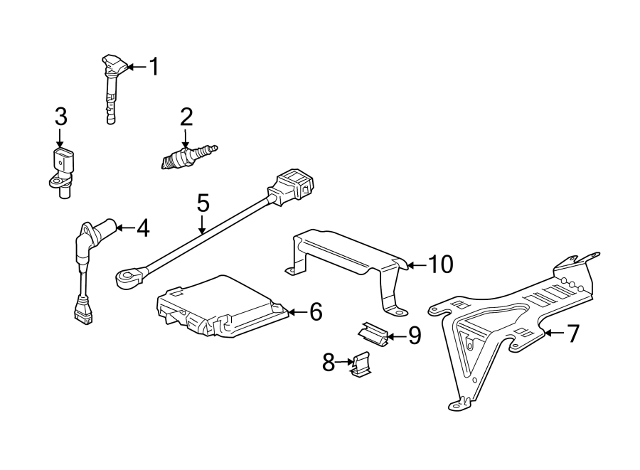 Genuine OEM Audi ignition coil for 3.2L A3, 3.6L Q7, and TT engine, shown in engine bay with electrical connectors.